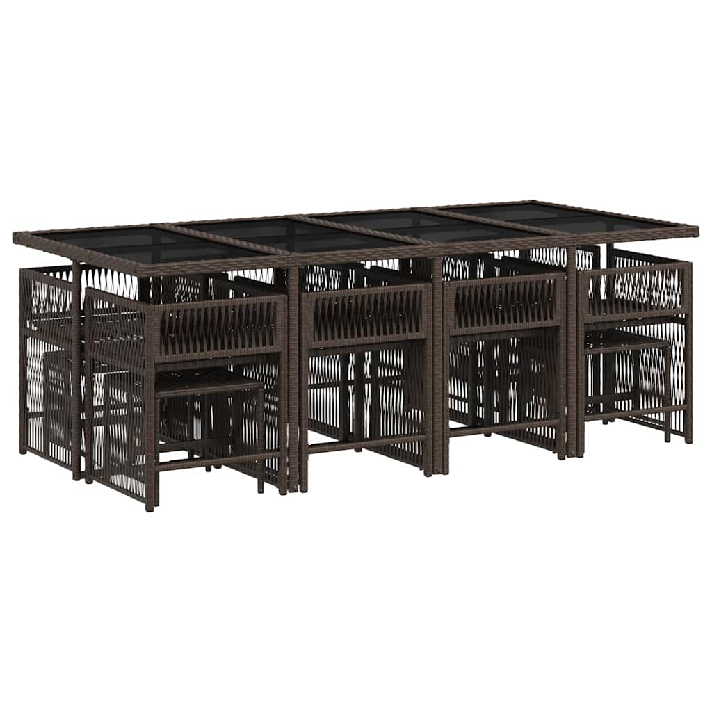 13-delige Tuinset met kussens poly rattan bruin is nu te koop bij PeponiXL, paradijselijk wonen!