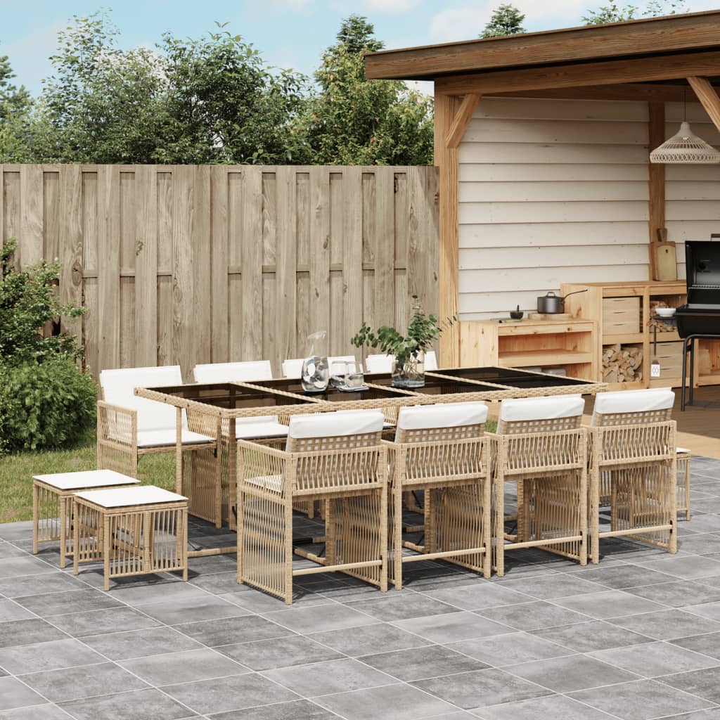 13-delige Tuinset met kussens poly rattan beige is nu te koop bij PeponiXL, paradijselijk wonen!