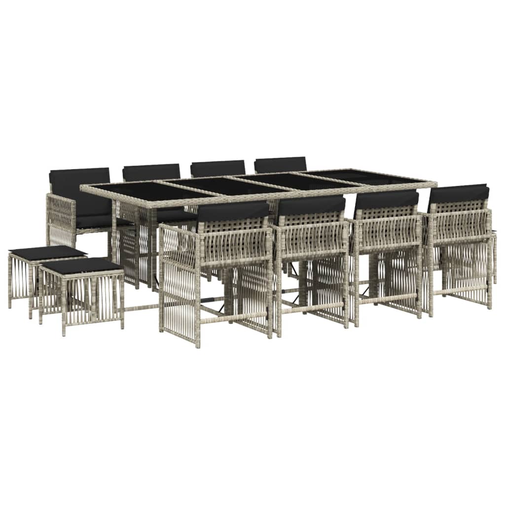 13-delige Tuinset met kussens poly rattan lichtgrijs is nu te koop bij PeponiXL, paradijselijk wonen!