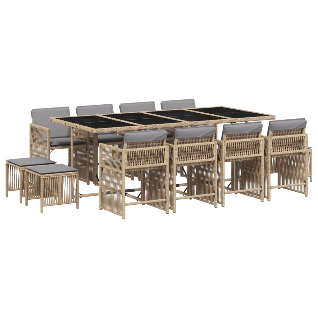 13-delige Tuinset met kussens poly rattan gemengd beige is nu te koop bij PeponiXL, paradijselijk wonen!