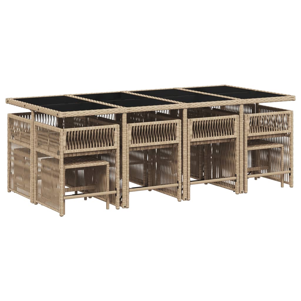 13-delige Tuinset met kussens poly rattan gemengd beige is nu te koop bij PeponiXL, paradijselijk wonen!