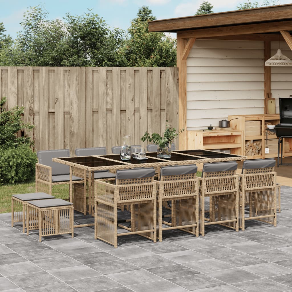 13-delige Tuinset met kussens poly rattan gemengd beige is nu te koop bij PeponiXL, paradijselijk wonen!
