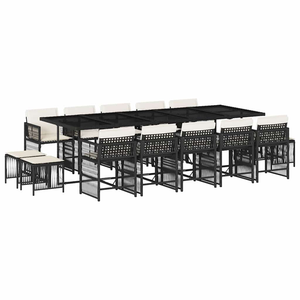 15-delige Tuinset met kussens poly rattan zwart is nu te koop bij PeponiXL, paradijselijk wonen!
