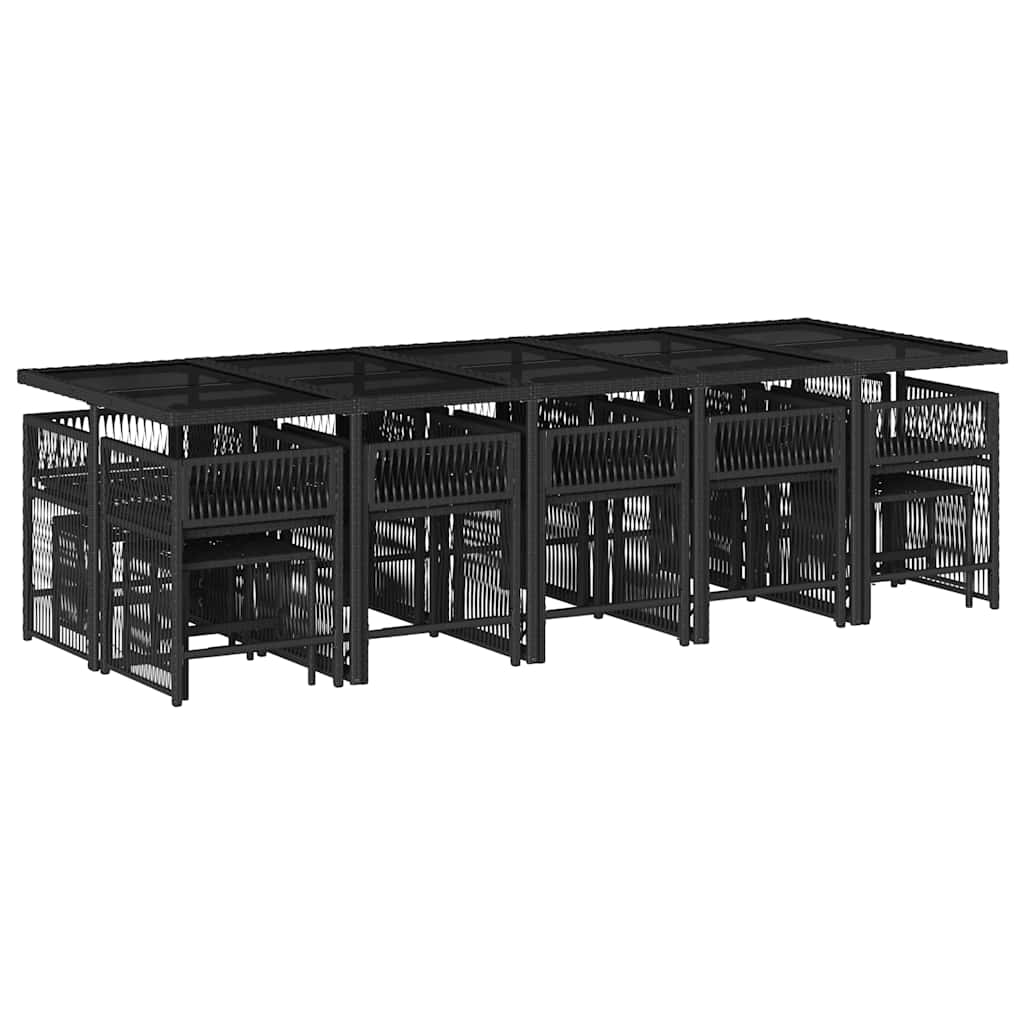 15-delige Tuinset met kussens poly rattan zwart is nu te koop bij PeponiXL, paradijselijk wonen!