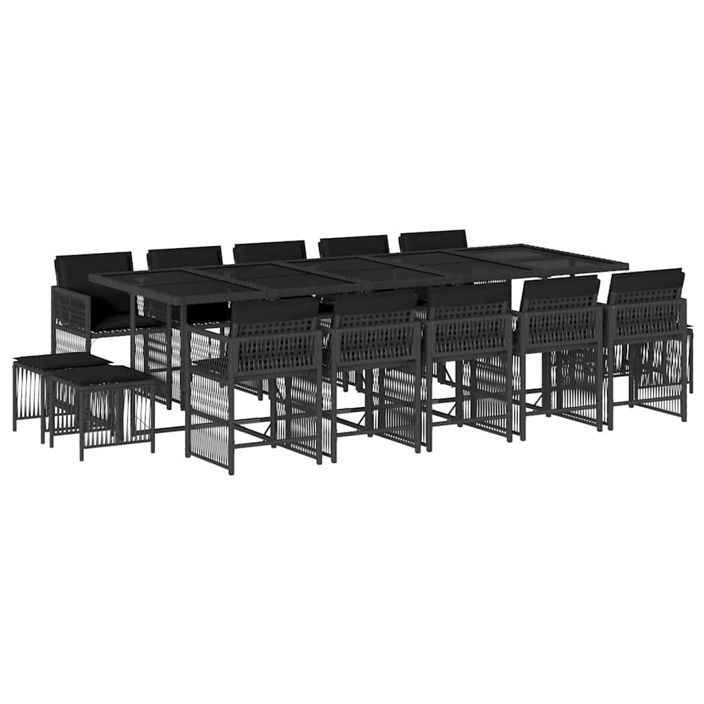 15-delige Tuinset met kussens poly rattan zwart is nu te koop bij PeponiXL, paradijselijk wonen!