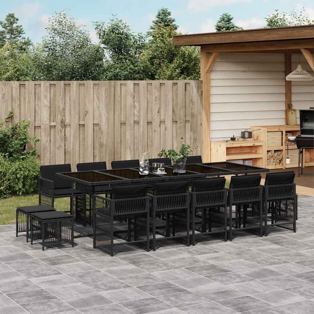 15-delige Tuinset met kussens poly rattan zwart is nu te koop bij PeponiXL, paradijselijk wonen!