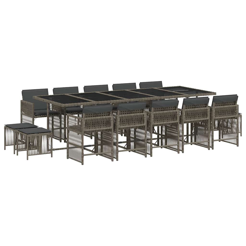 15-delige Tuinset met kussens poly rattan grijs is nu te koop bij PeponiXL, paradijselijk wonen!