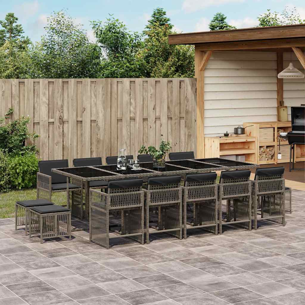 15-delige Tuinset met kussens poly rattan grijs is nu te koop bij PeponiXL, paradijselijk wonen!