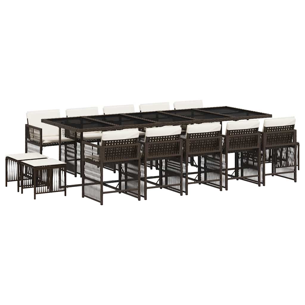 15-delige Tuinset met kussens poly rattan bruin is nu te koop bij PeponiXL, paradijselijk wonen!