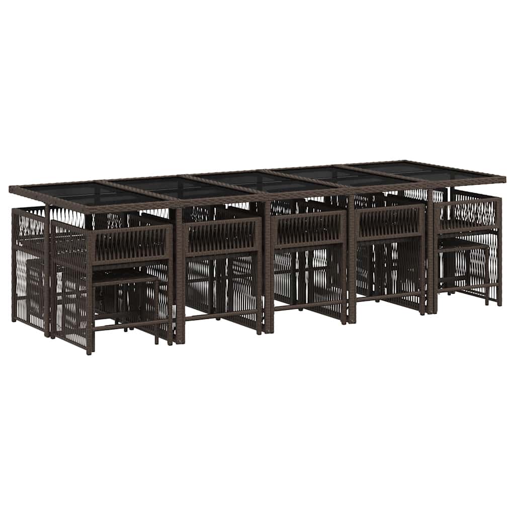 15-delige Tuinset met kussens poly rattan bruin is nu te koop bij PeponiXL, paradijselijk wonen!