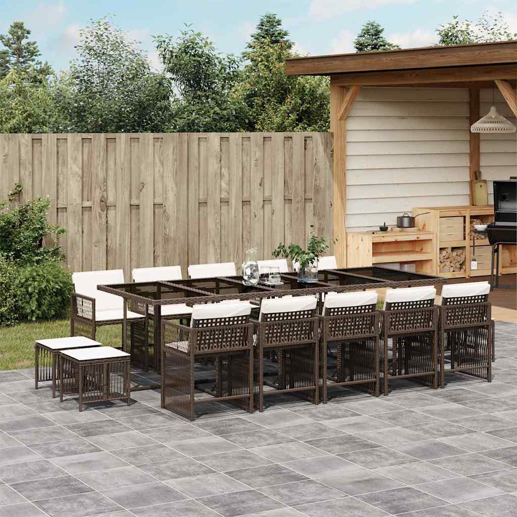 15-delige Tuinset met kussens poly rattan bruin is nu te koop bij PeponiXL, paradijselijk wonen!