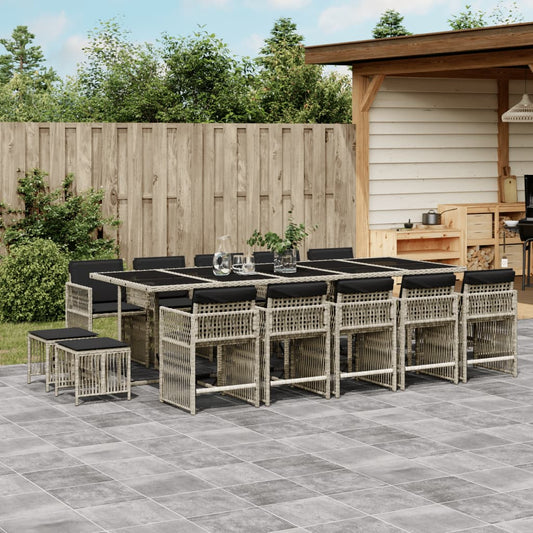 15-delige Tuinset met kussens poly rattan lichtgrijs is nu te koop bij PeponiXL, paradijselijk wonen!