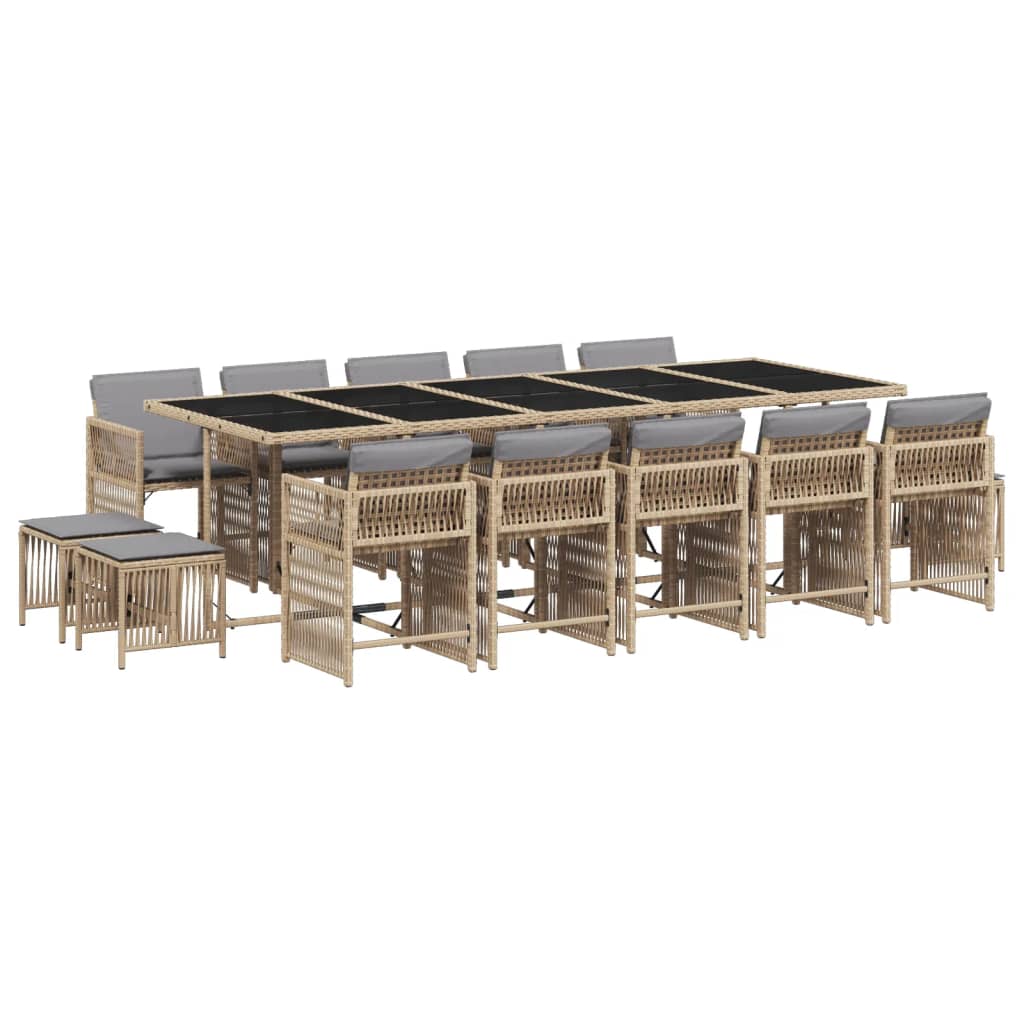 15-delige Tuinset met kussens poly rattan gemengd beige is nu te koop bij PeponiXL, paradijselijk wonen!