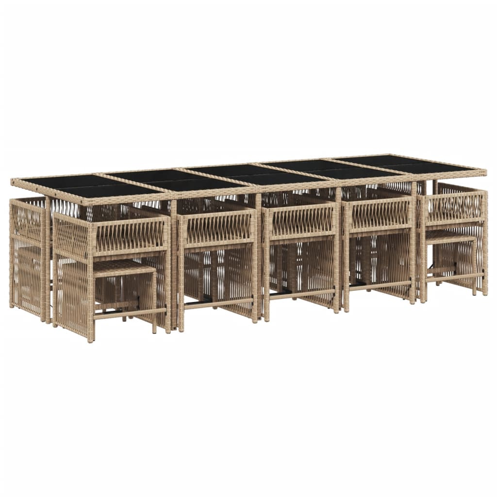 15-delige Tuinset met kussens poly rattan gemengd beige is nu te koop bij PeponiXL, paradijselijk wonen!