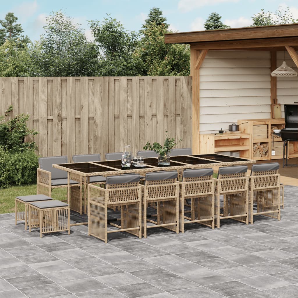 15-delige Tuinset met kussens poly rattan gemengd beige is nu te koop bij PeponiXL, paradijselijk wonen!