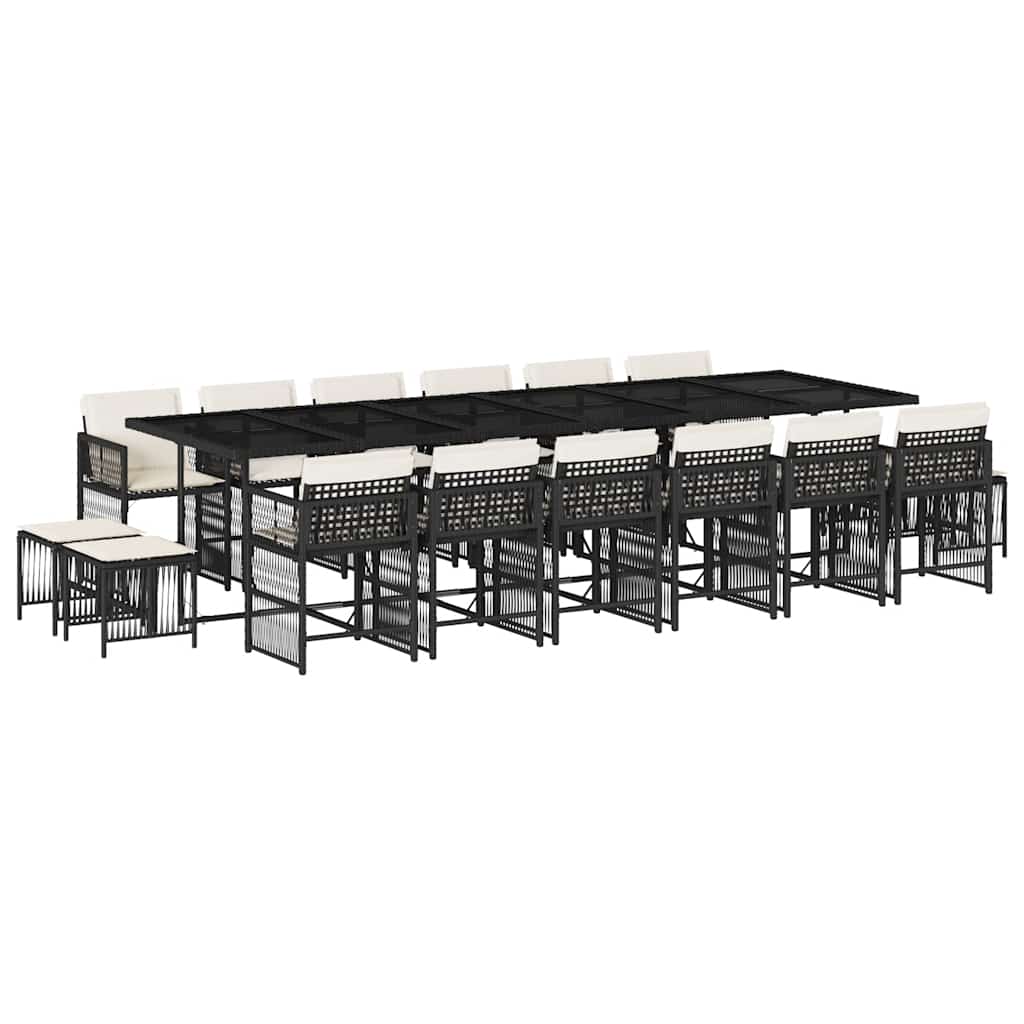 17-delige Tuinset met kussens poly rattan zwart is nu te koop bij PeponiXL, paradijselijk wonen!