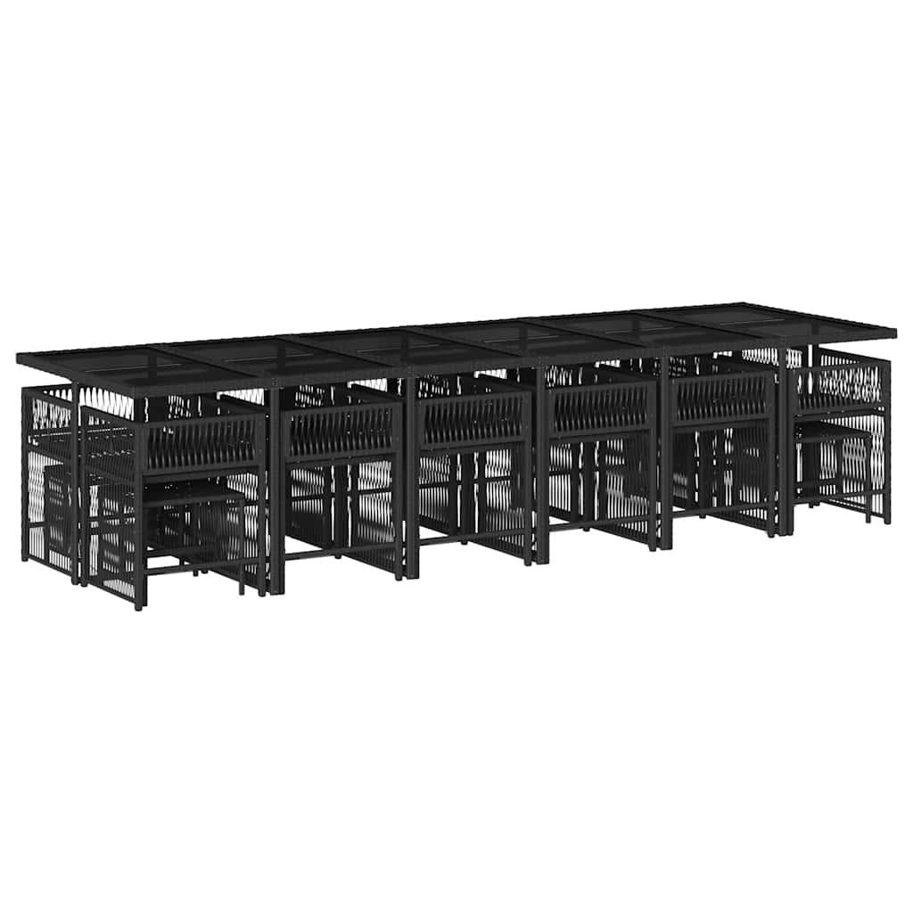 17-delige Tuinset met kussens poly rattan zwart is nu te koop bij PeponiXL, paradijselijk wonen!