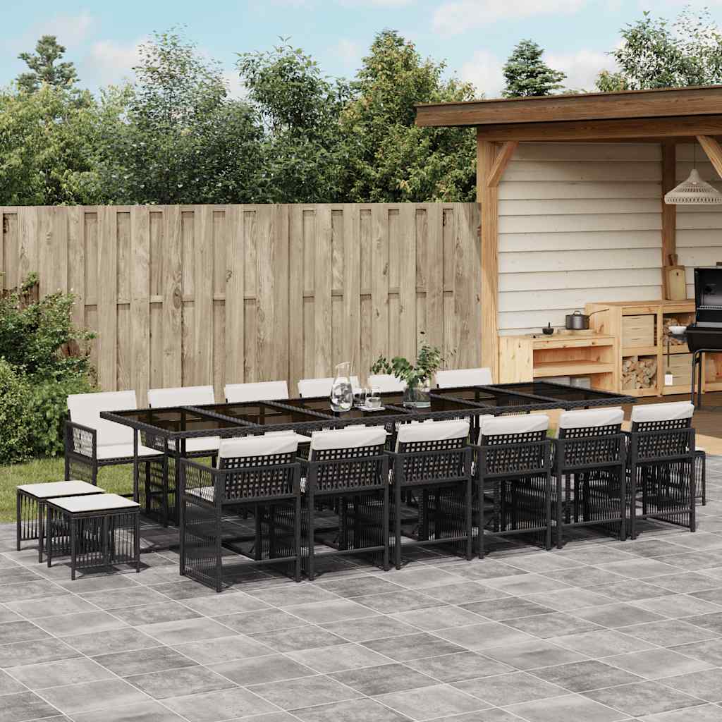 17-delige Tuinset met kussens poly rattan zwart is nu te koop bij PeponiXL, paradijselijk wonen!