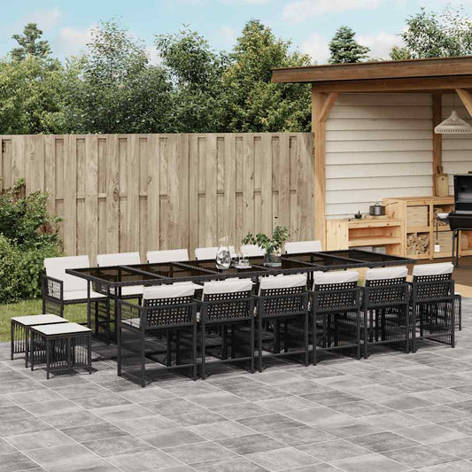 17-delige Tuinset met kussens poly rattan zwart is nu te koop bij PeponiXL, paradijselijk wonen!
