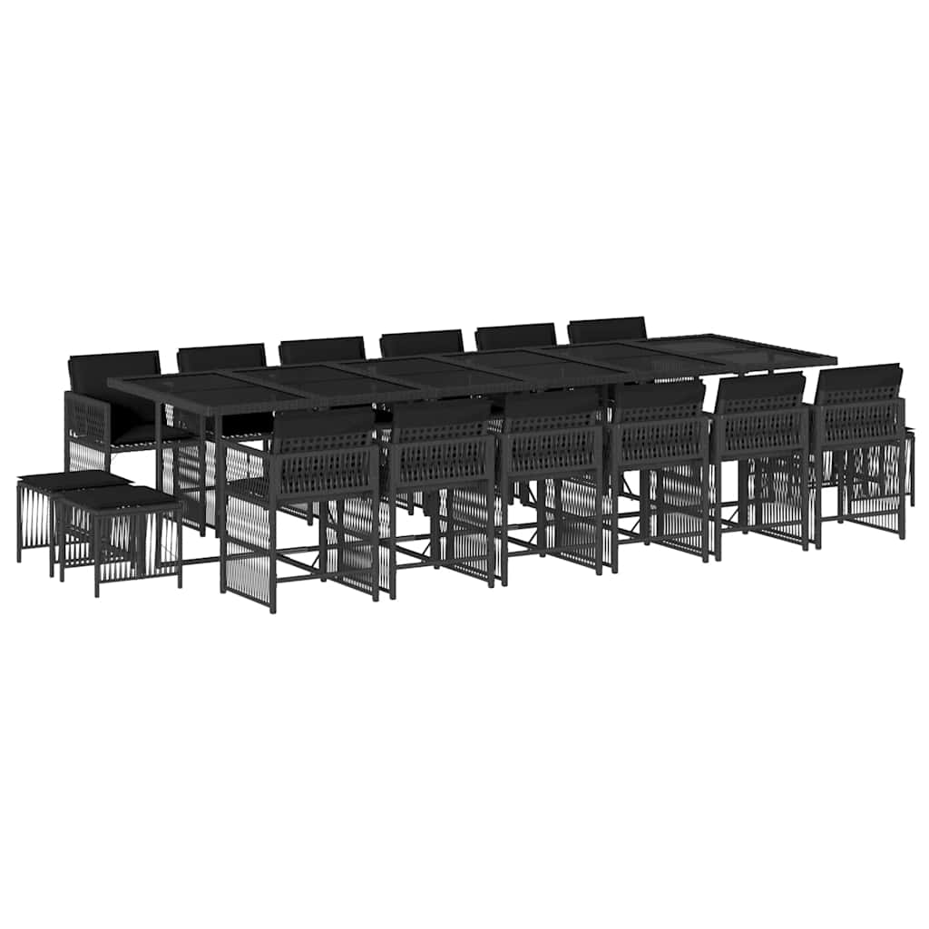17-delige Tuinset met kussens poly rattan zwart is nu te koop bij PeponiXL, paradijselijk wonen!