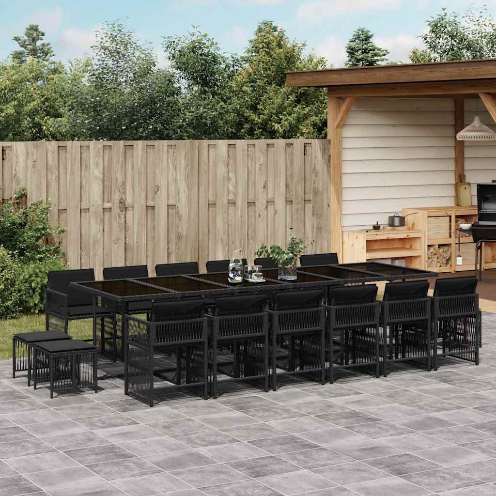 17-delige Tuinset met kussens poly rattan zwart is nu te koop bij PeponiXL, paradijselijk wonen!