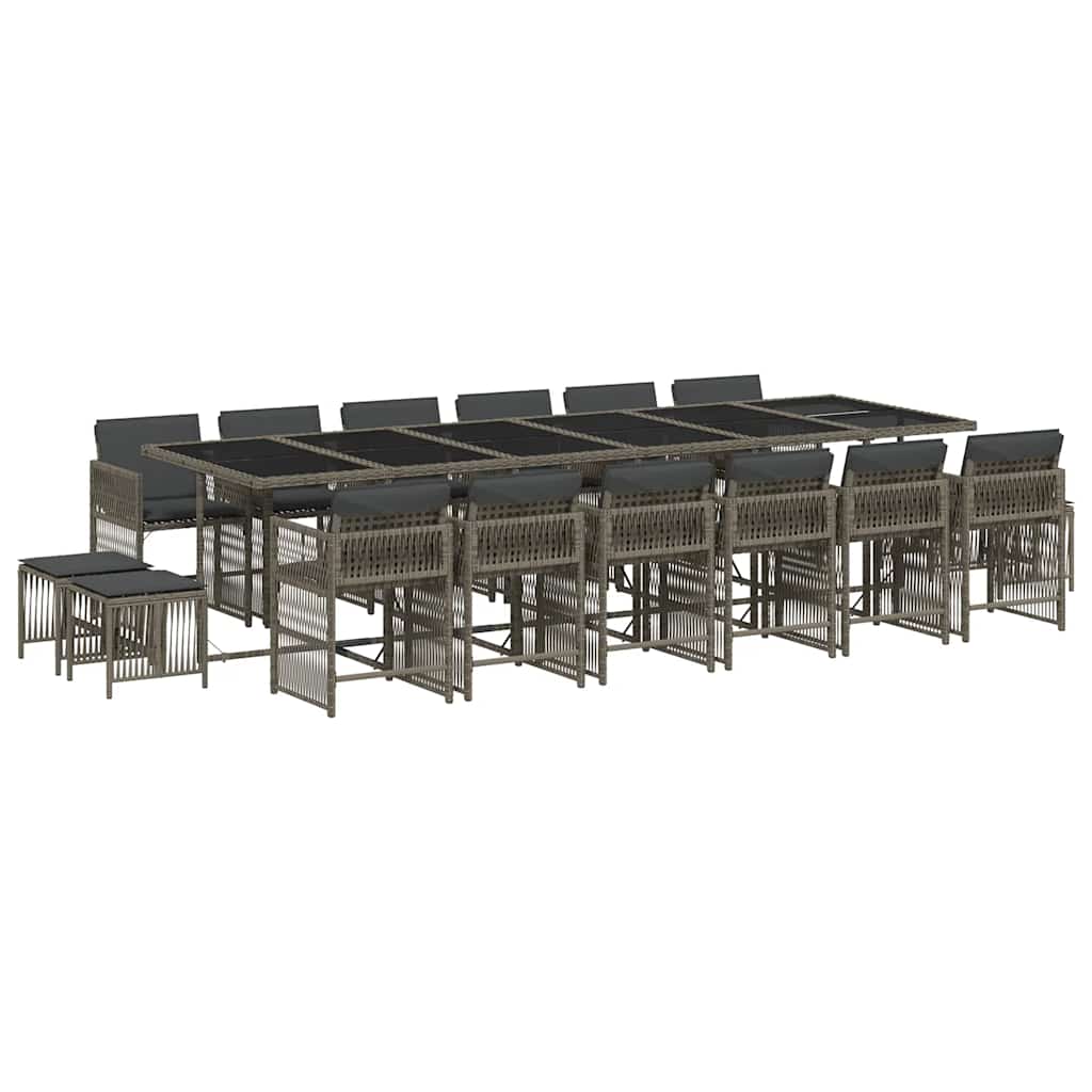 17-delige Tuinset met kussens poly rattan grijs is nu te koop bij PeponiXL, paradijselijk wonen!