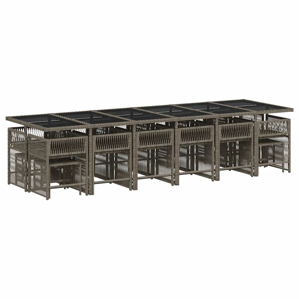17-delige Tuinset met kussens poly rattan grijs is nu te koop bij PeponiXL, paradijselijk wonen!