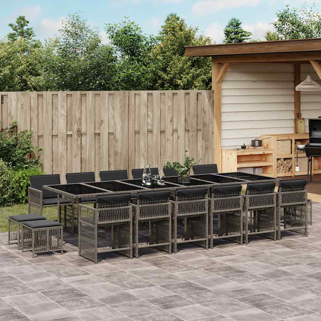 17-delige Tuinset met kussens poly rattan grijs is nu te koop bij PeponiXL, paradijselijk wonen!