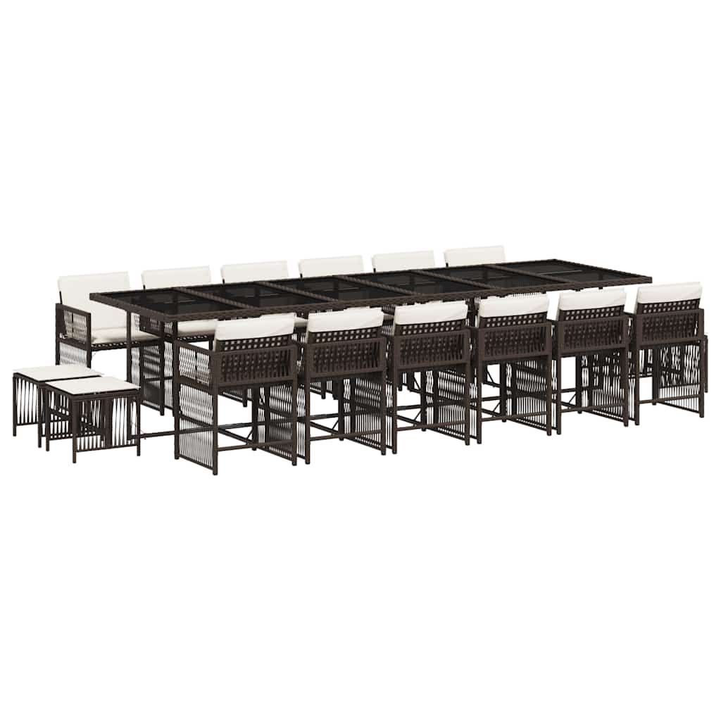 17-delige Tuinset met kussens poly rattan bruin is nu te koop bij PeponiXL, paradijselijk wonen!