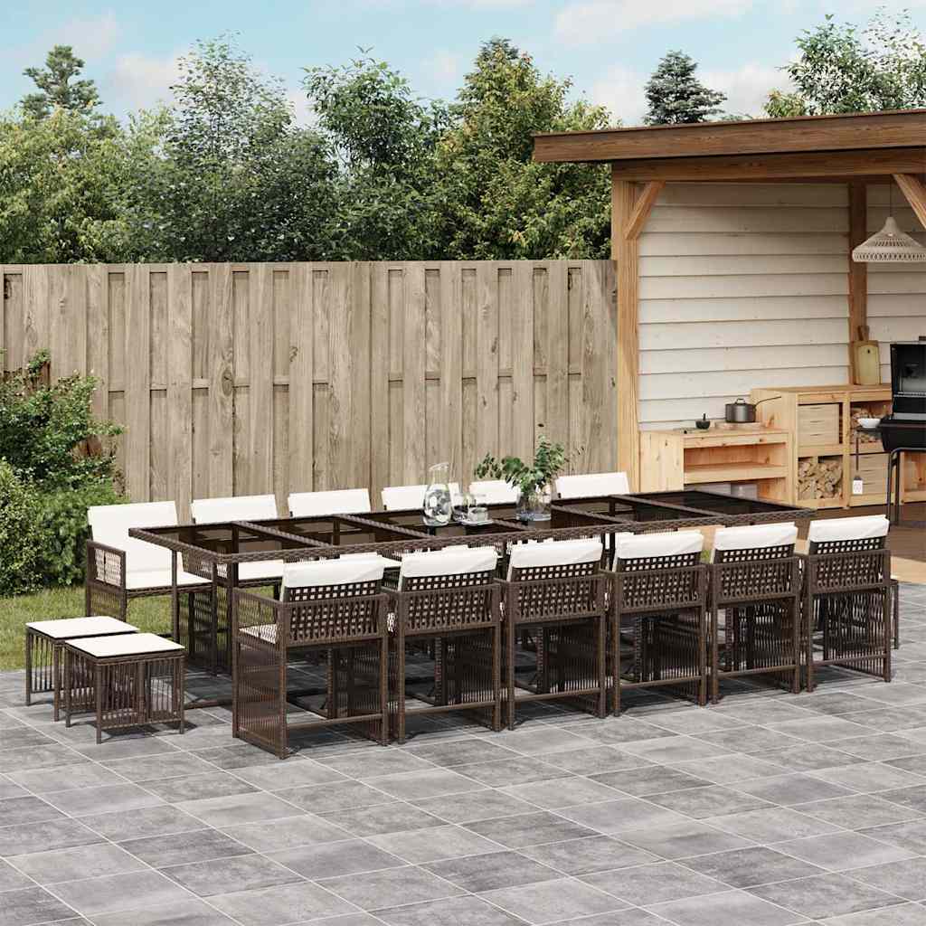 17-delige Tuinset met kussens poly rattan bruin is nu te koop bij PeponiXL, paradijselijk wonen!