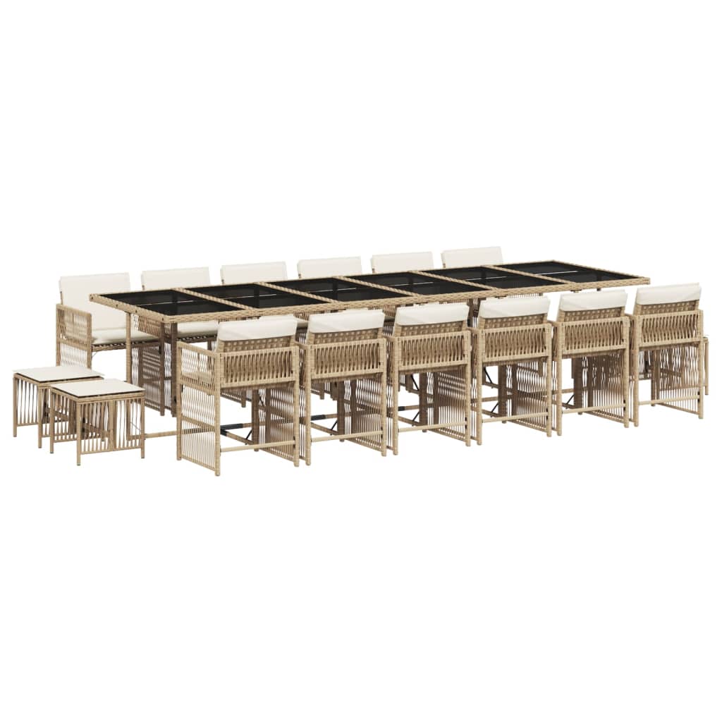 17-delige Tuinset met kussens poly rattan beige is nu te koop bij PeponiXL, paradijselijk wonen!