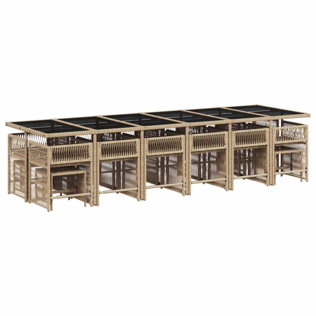 17-delige Tuinset met kussens poly rattan beige is nu te koop bij PeponiXL, paradijselijk wonen!