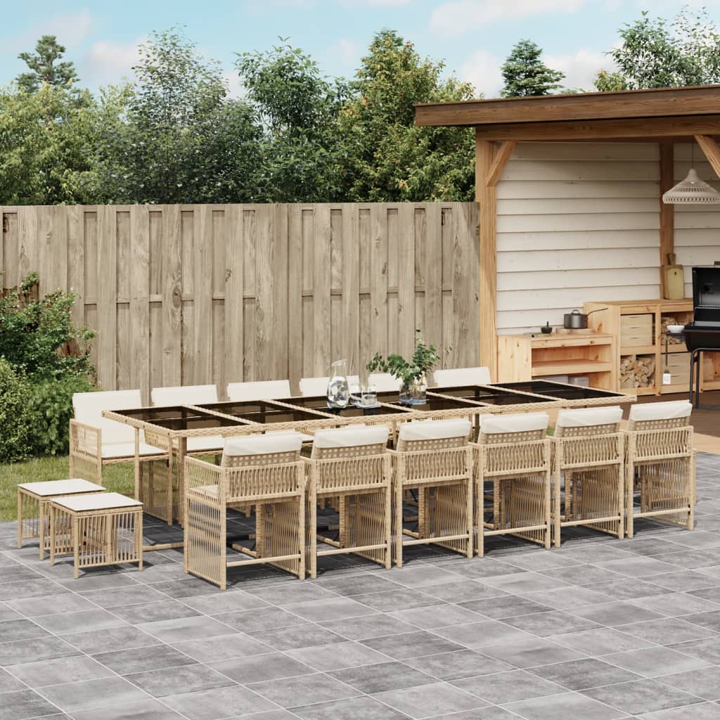 17-delige Tuinset met kussens poly rattan beige is nu te koop bij PeponiXL, paradijselijk wonen!