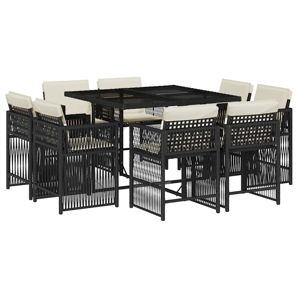 9-delige Tuinset poly rattan zwart is nu te koop bij PeponiXL, paradijselijk wonen!