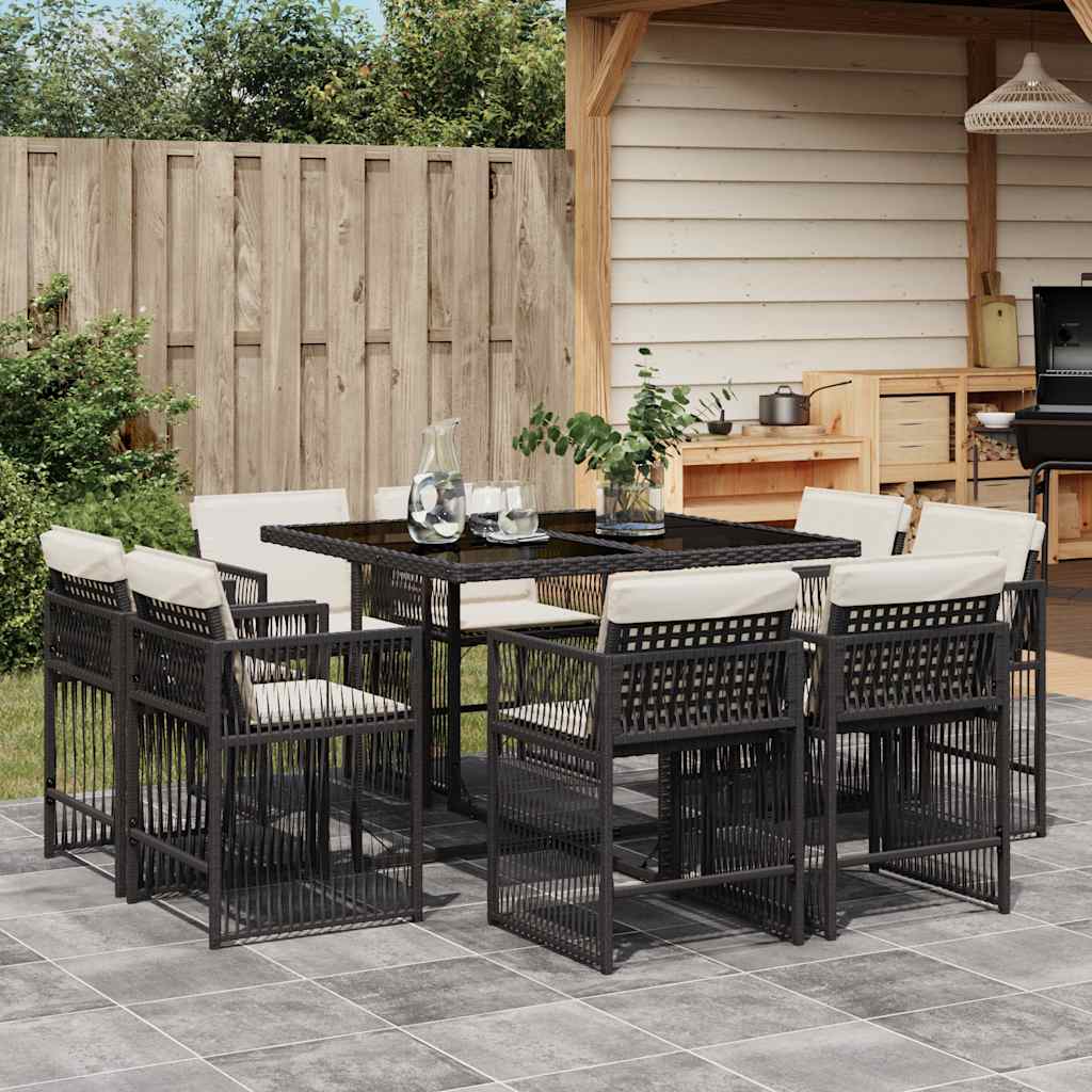 9-delige Tuinset poly rattan zwart is nu te koop bij PeponiXL, paradijselijk wonen!