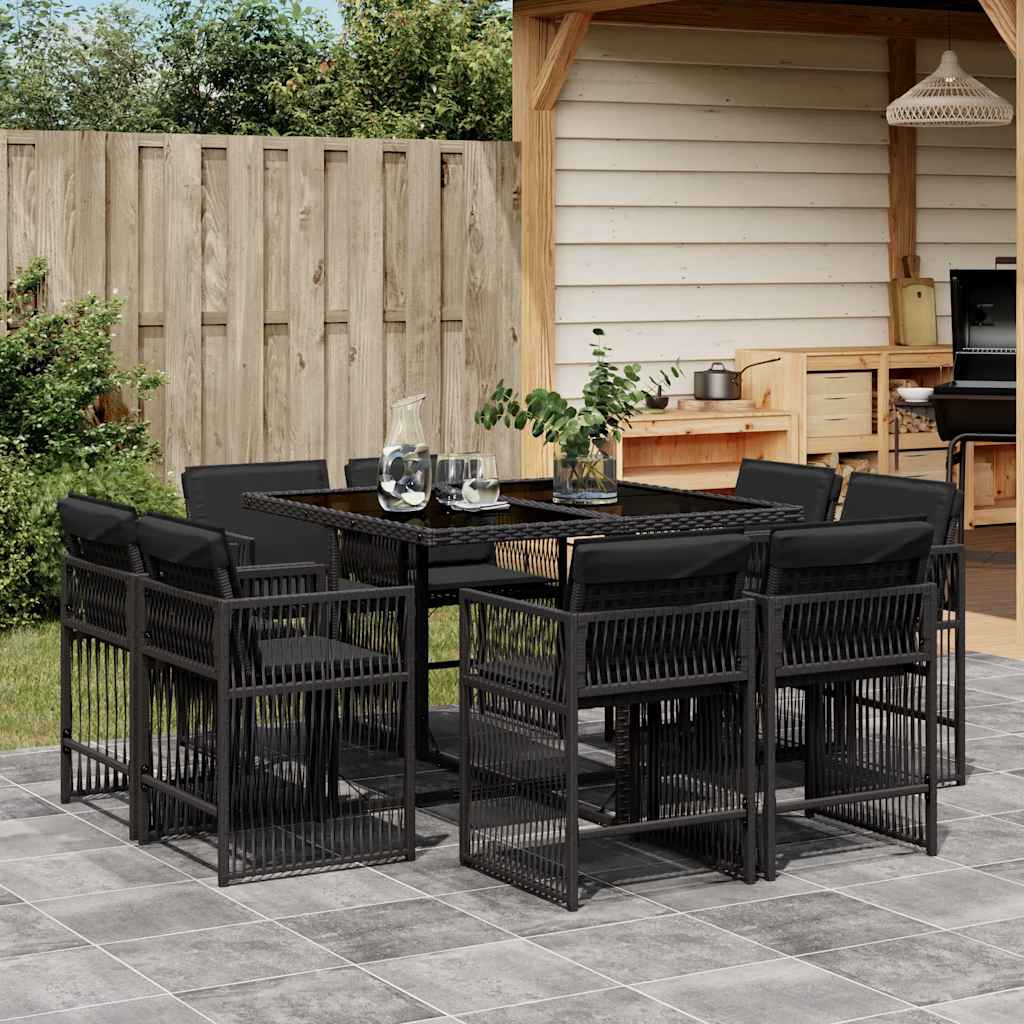 9-delige Tuinset poly rattan zwart is nu te koop bij PeponiXL, paradijselijk wonen!