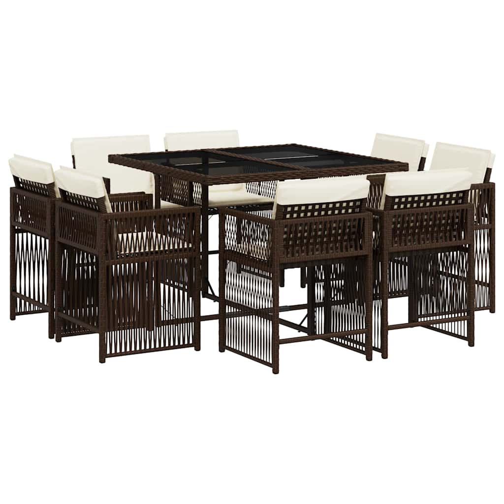 9-delige Tuinset met kussens poly rattan bruin is nu te koop bij PeponiXL, paradijselijk wonen!