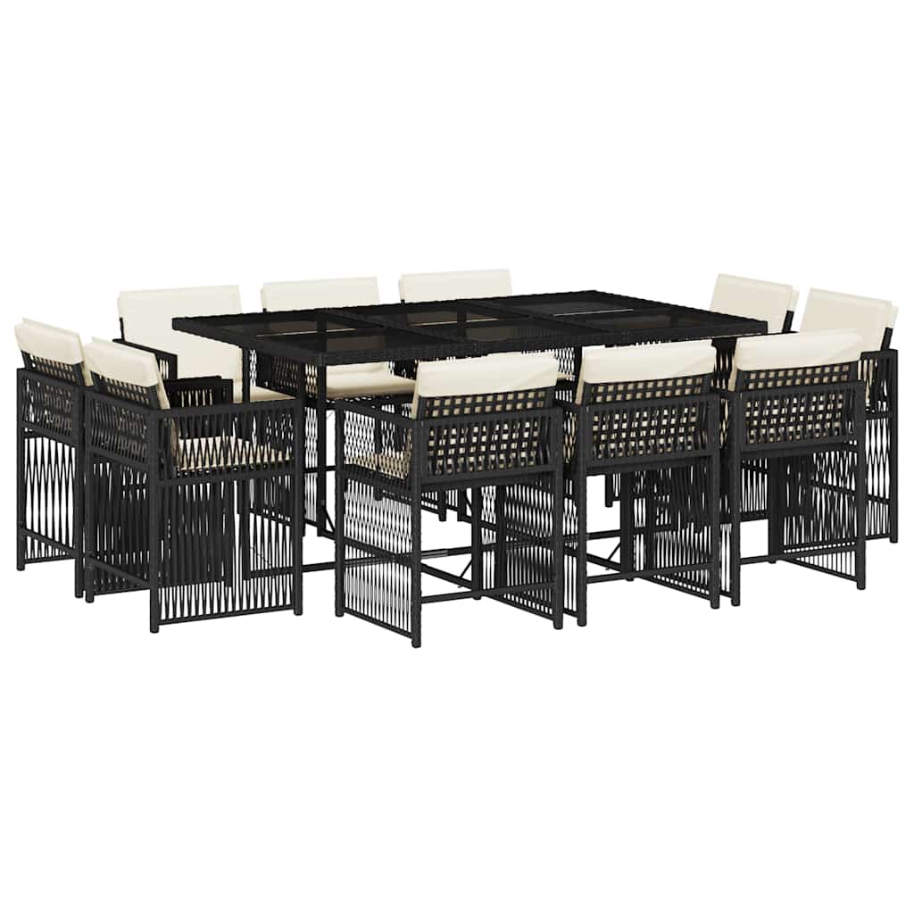 11-delige Tuinset met kussens poly rattan zwart is nu te koop bij PeponiXL, paradijselijk wonen!