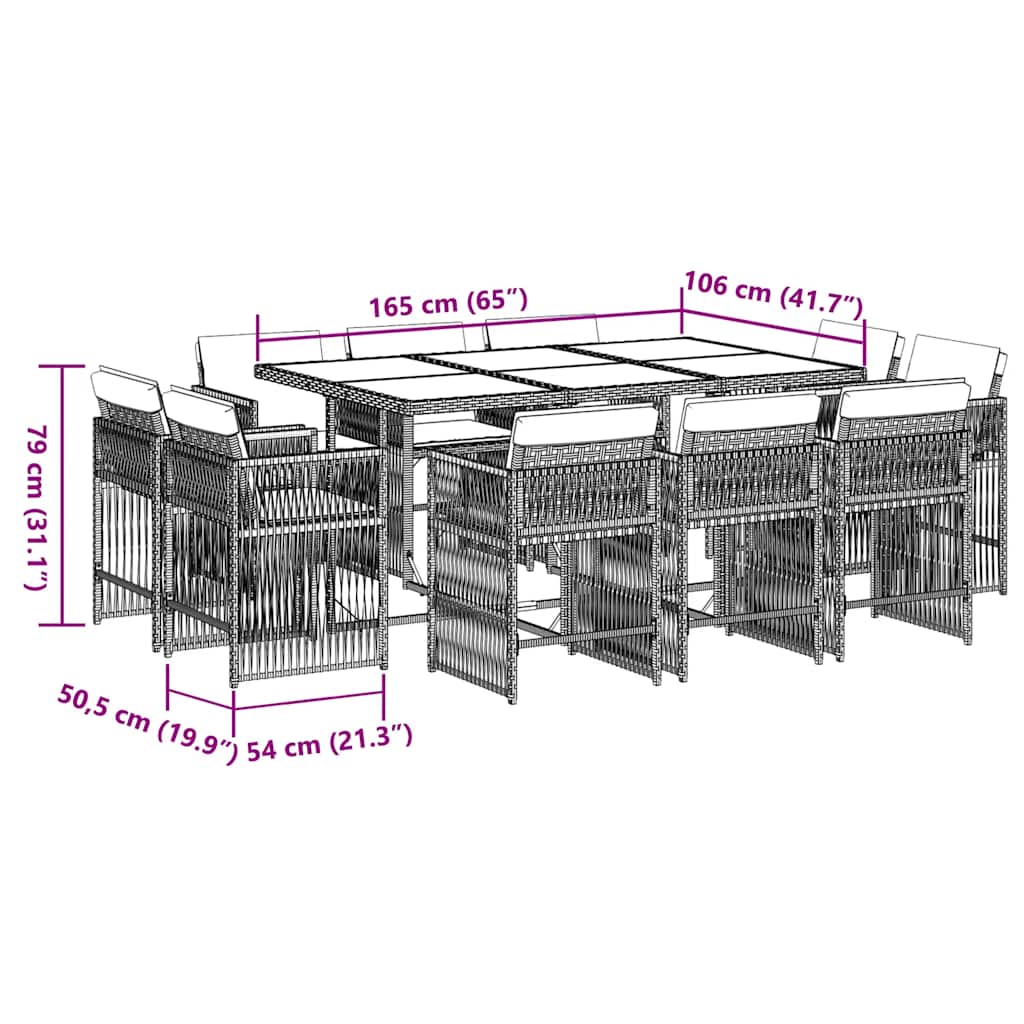 11-delige Tuinset met kussens poly rattan zwart is nu te koop bij PeponiXL, paradijselijk wonen!