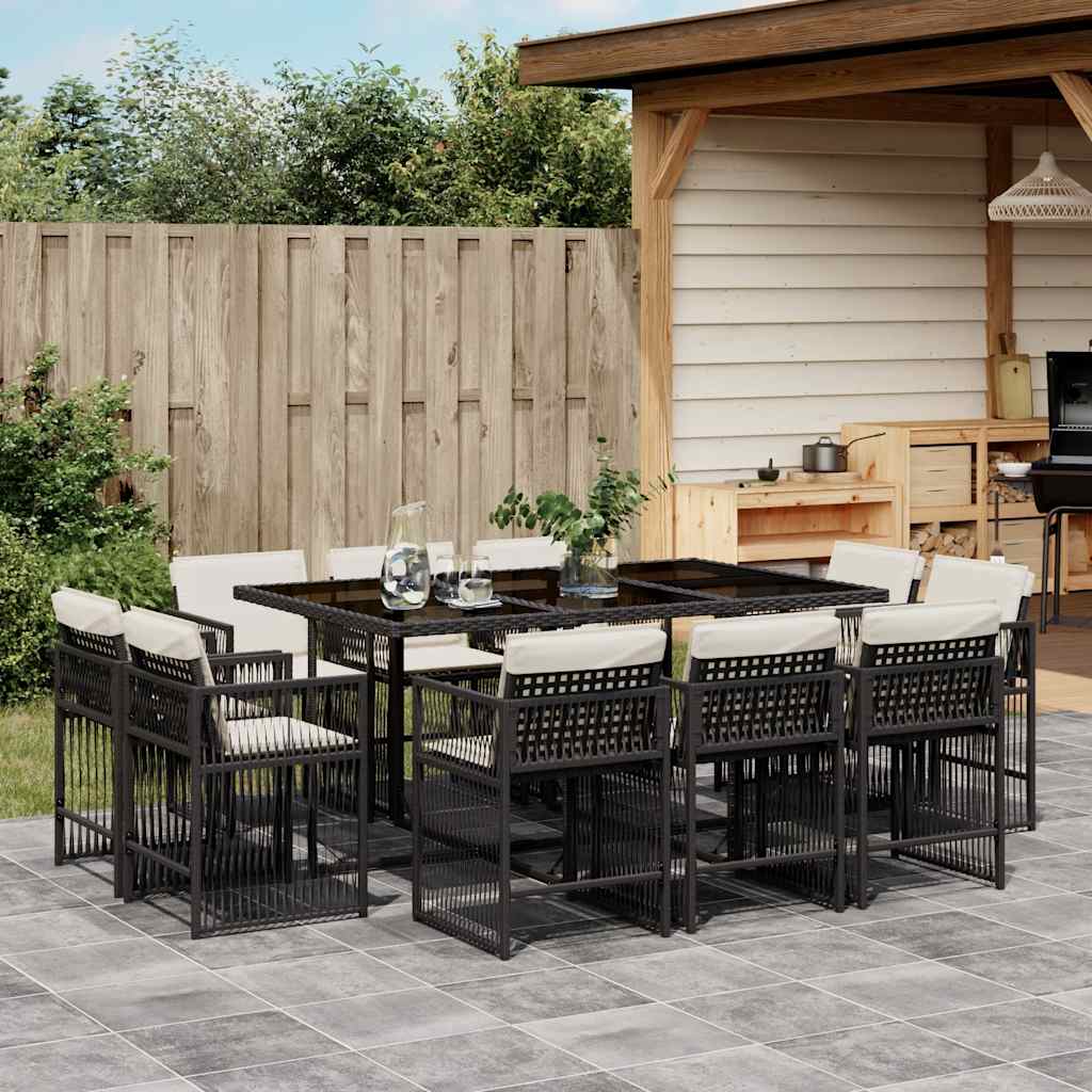 11-delige Tuinset met kussens poly rattan zwart is nu te koop bij PeponiXL, paradijselijk wonen!