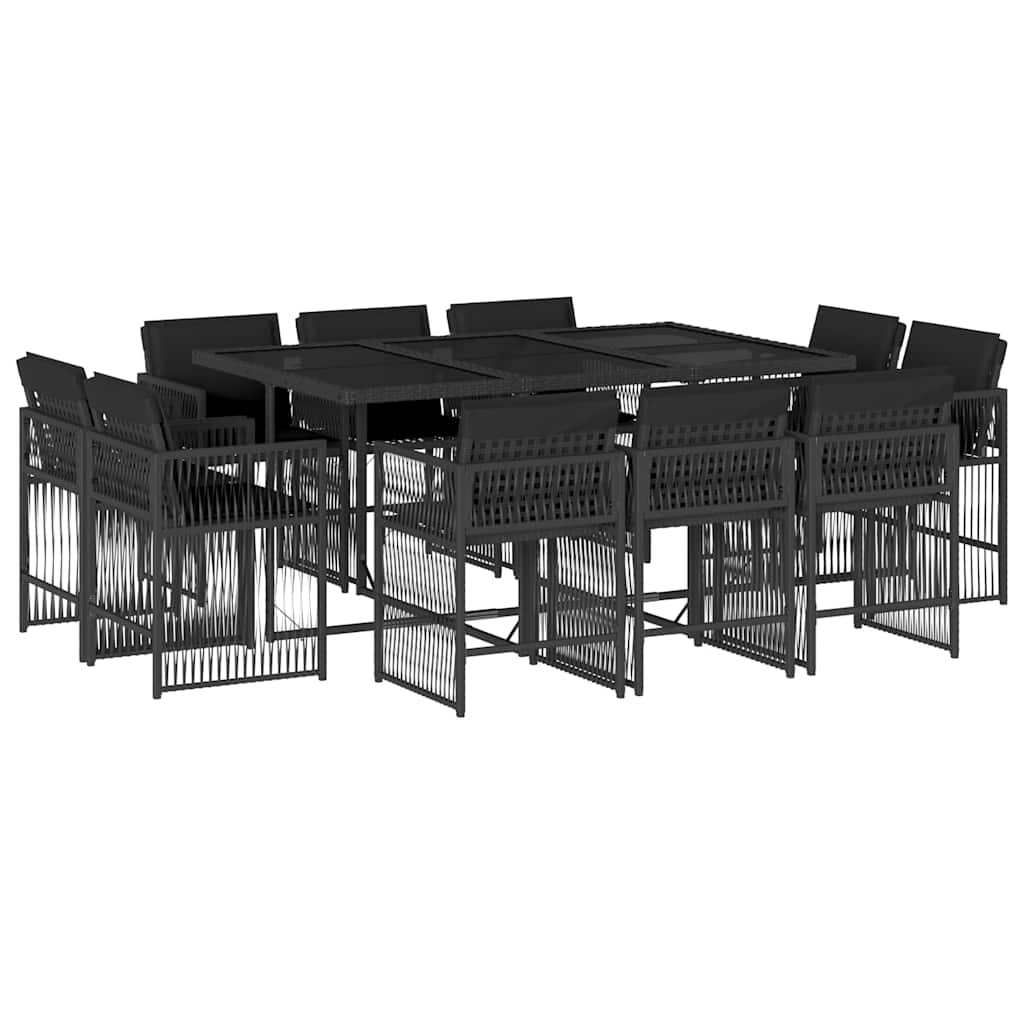 11-delige Tuinset met kussens poly rattan zwart is nu te koop bij PeponiXL, paradijselijk wonen!