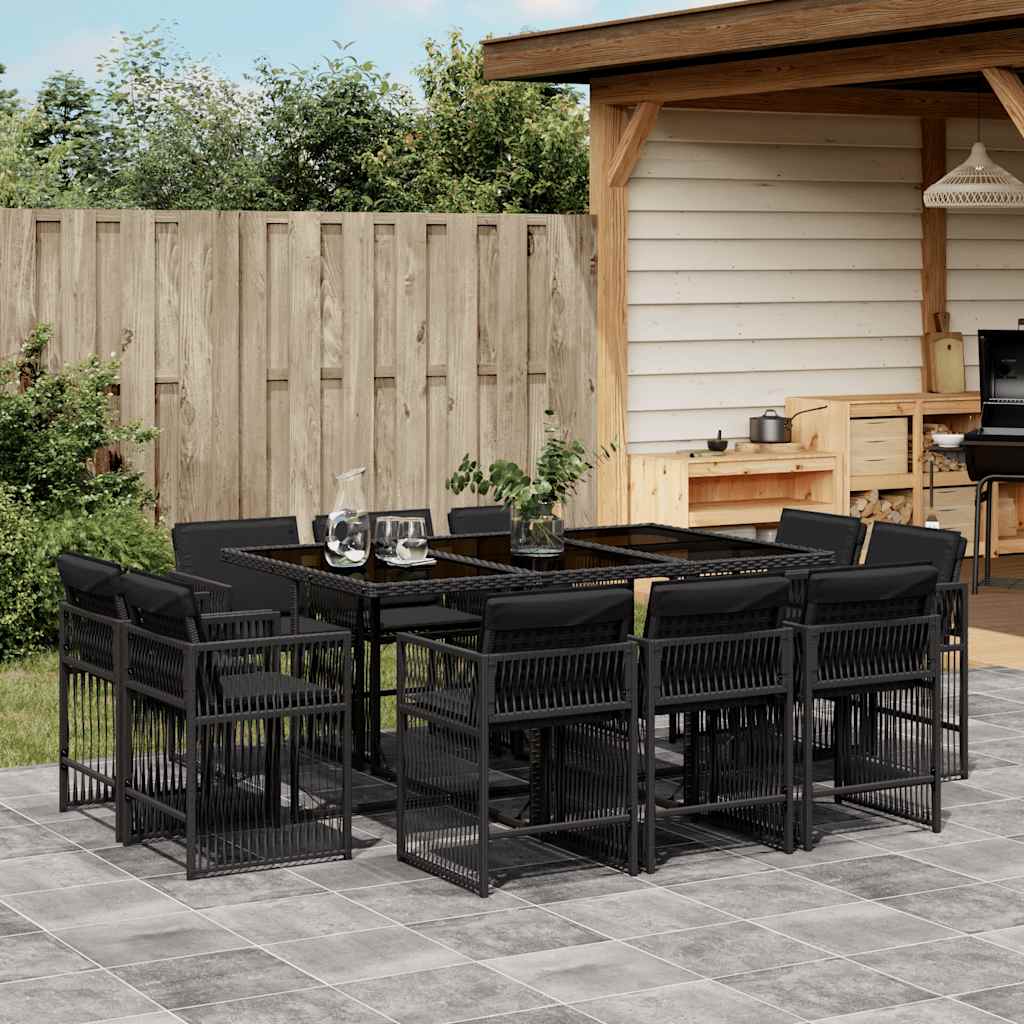 11-delige Tuinset met kussens poly rattan zwart is nu te koop bij PeponiXL, paradijselijk wonen!