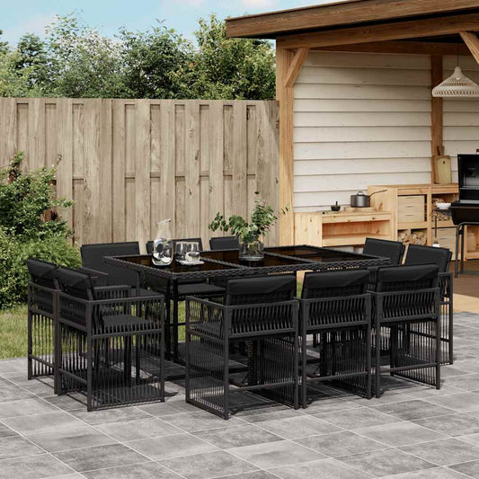 11-delige Tuinset met kussens poly rattan zwart is nu te koop bij PeponiXL, paradijselijk wonen!