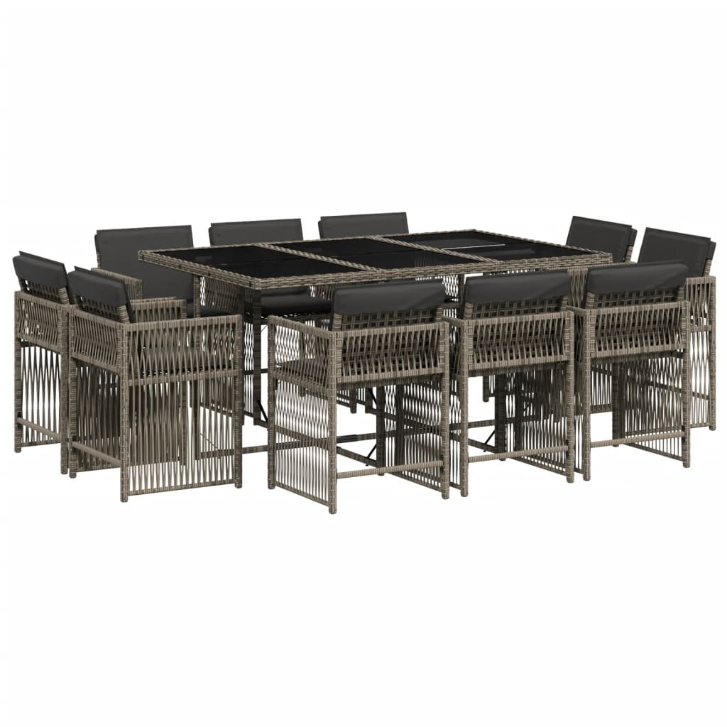 11-delige Tuinset met kussens poly rattan grijs is nu te koop bij PeponiXL, paradijselijk wonen!