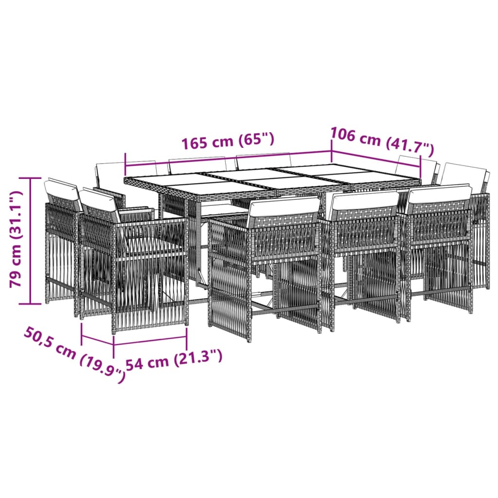 11-delige Tuinset met kussens poly rattan grijs is nu te koop bij PeponiXL, paradijselijk wonen!