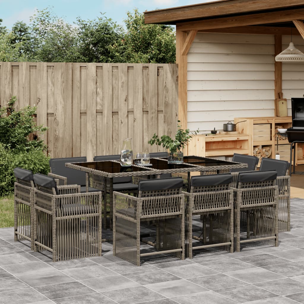 11-delige Tuinset met kussens poly rattan grijs is nu te koop bij PeponiXL, paradijselijk wonen!