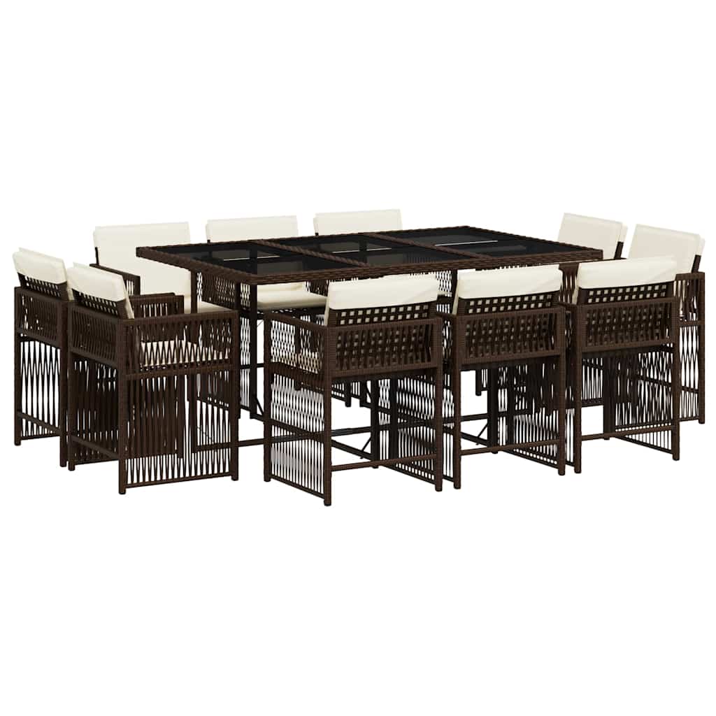 11-delige Tuinset met kussens poly rattan bruin is nu te koop bij PeponiXL, paradijselijk wonen!