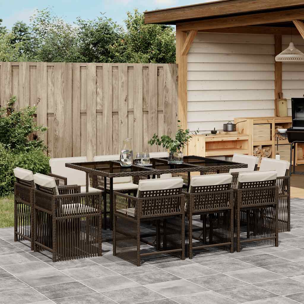 11-delige Tuinset met kussens poly rattan bruin is nu te koop bij PeponiXL, paradijselijk wonen!