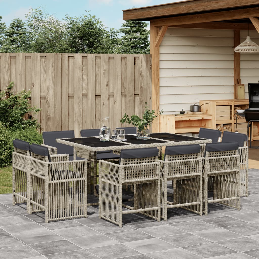 11-delige Tuinset met kussens poly rattan lichtgrijs is nu te koop bij PeponiXL, paradijselijk wonen!
