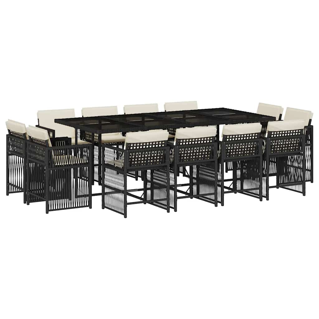 13-delige Tuinset met kussens poly rattan zwart is nu te koop bij PeponiXL, paradijselijk wonen!